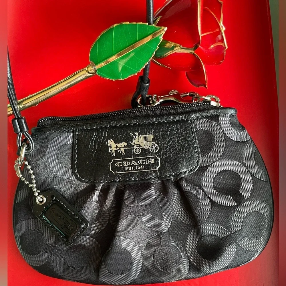 COACH WALLET,Coach Black and Gray Wristlet